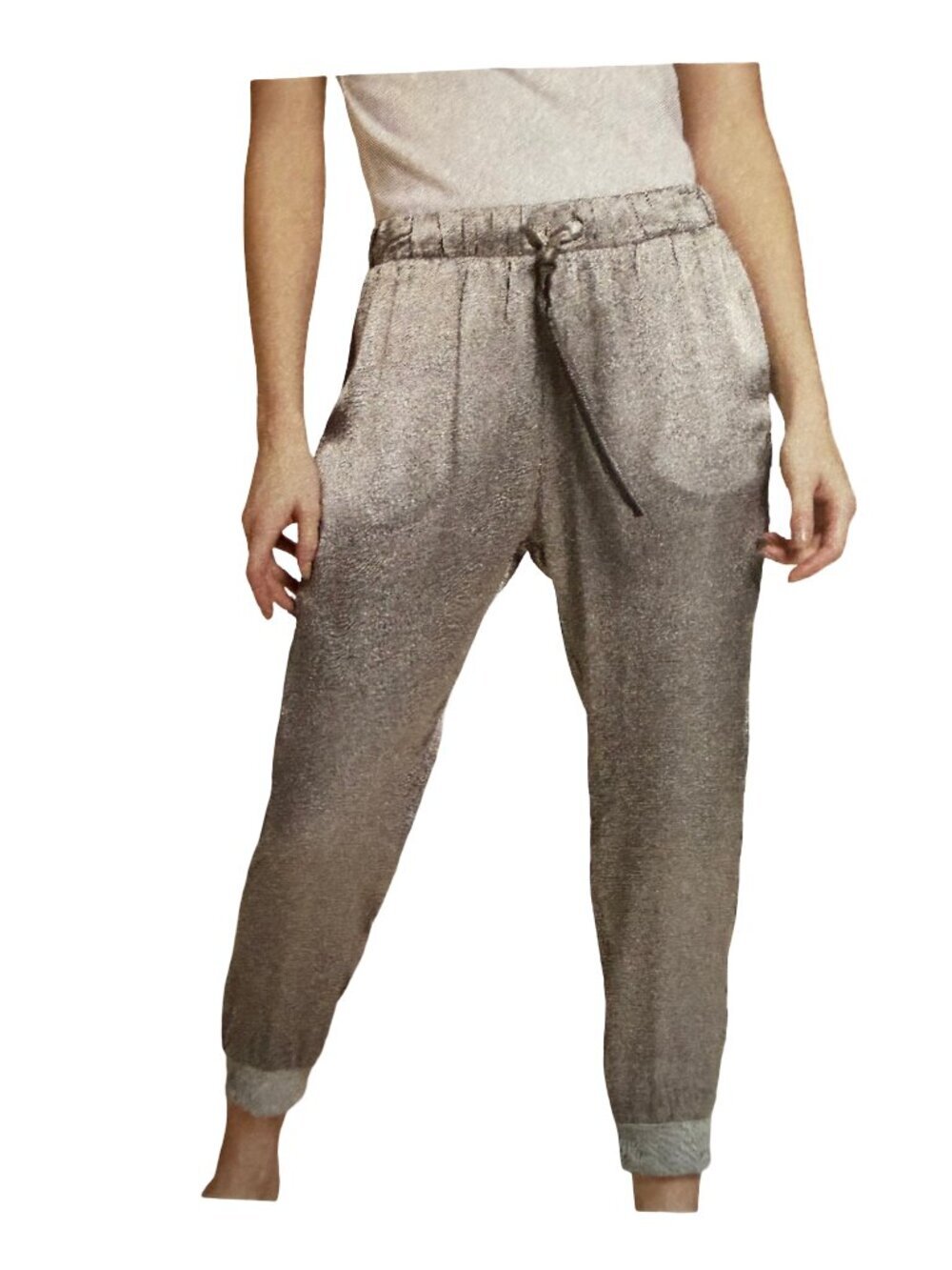 Nation Ltd Santa Fe Grey Satin Jogger Pants Trousers Slacks Size XS Women's NWT